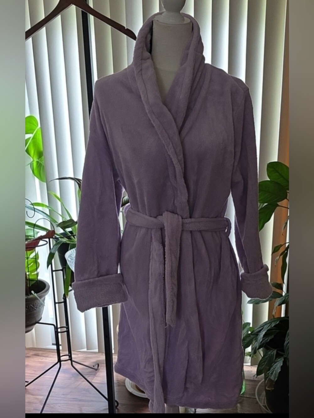 Fuzzy BlueStar Lavender Short Robe One Size Fit Most Sleepwear Fuzzy Cozy